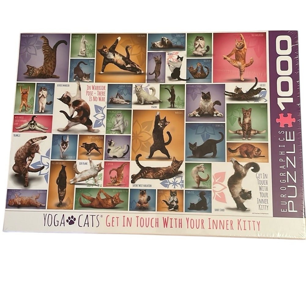New unopened Eurographics Yoga Cats 1000 piece puzzle So Cute!
